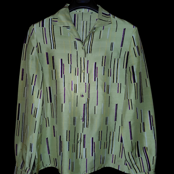 Prada Tops - Prada Green and Purple Patterned Blouse